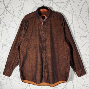 Di Nero Milano Orange Fine Tooth Corduroy Button Front Shirt